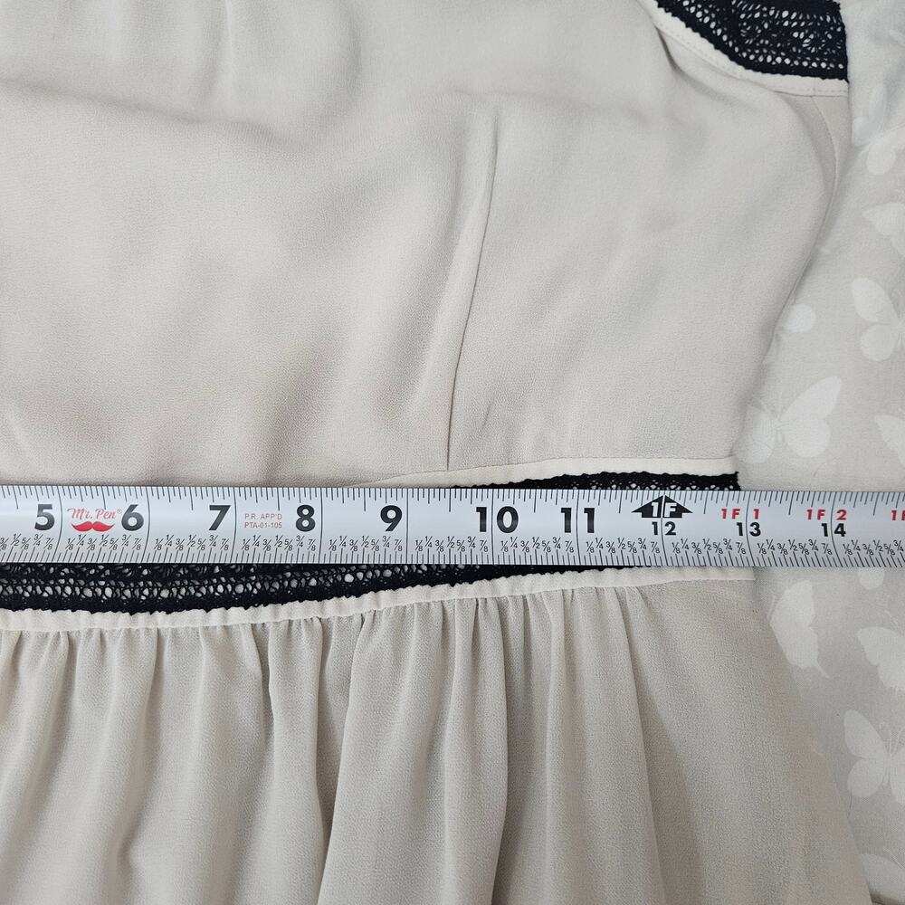 H&M Cream Chiffon Maxi Dress with Black Lace Detail - Size 6 NWT - Picture 9 of 11